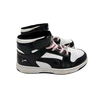 Puma black/white/pink Rebound Layup Shine V sneaker, 1 big kid