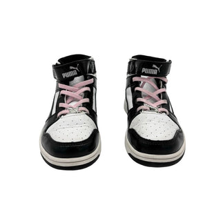 Puma black/white/pink Rebound Layup Shine V sneaker, 1 big kid