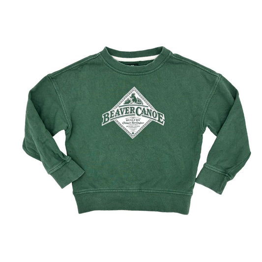 Roots Beaver Canoe green crewneck, 5-6 years