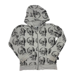 Nununu white skull zip up, 4-5 years