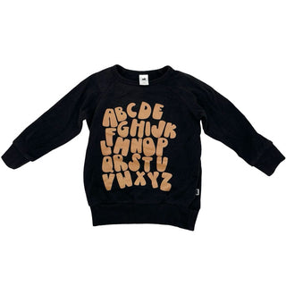 Little & Lively black alphabet crewneck sweatshirt, 1-2 years