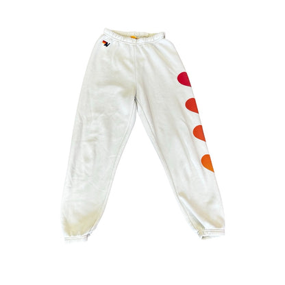 Aviator Nation white w/hearts sweatpants, women’s small