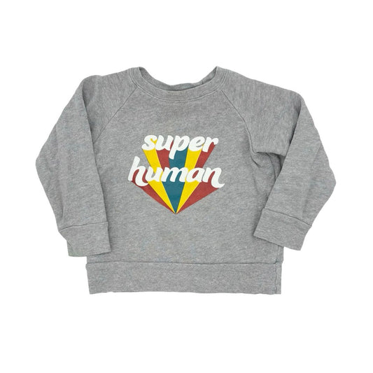Mini Mioche grey Super Human crewneck sweatshirt, 1-2 years