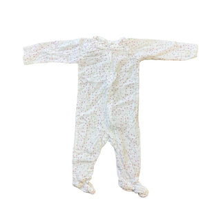 Aden + Anais White Footed Onesie with Hearts, 3-6 months