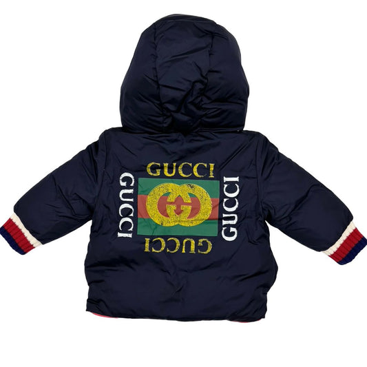 Gucci navy winter coat, 6-9 months