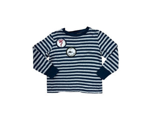 Stella McCartney Grey and Navy Stripe Longsleeve with Patch Details, 4 years