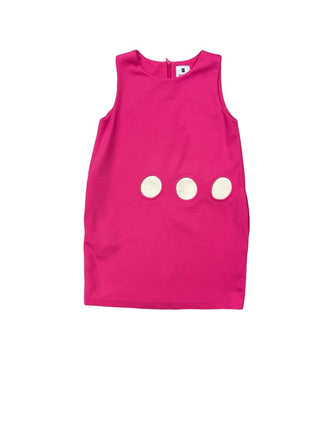 Lisa Perry Pink Dress with Circle Details in White, 6-7 years
