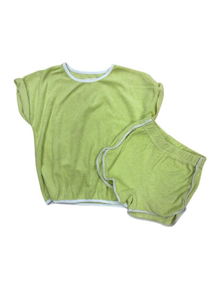 Vignette Green and White Terrycloth Shorts and Tee Set, 4 years