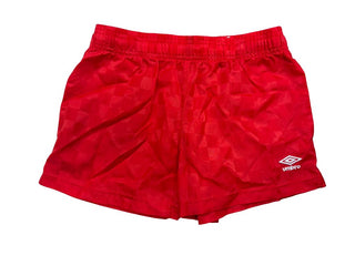 Umbro Red Check Soccer Shorts, 10-12 years