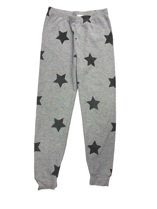 B Steps Grey and Black Star Waffle Knit Pajama Pants, 7 years