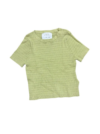 Zara  Green Pointelle Knit Tee, 8-9 years