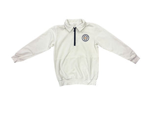 Miles the Label White Zip Up Sweatshirt with Racquet Club Graphic, 8 years
