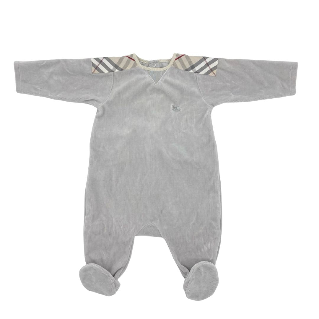 Burberry grey velour sleeper/playsuit , 6 months