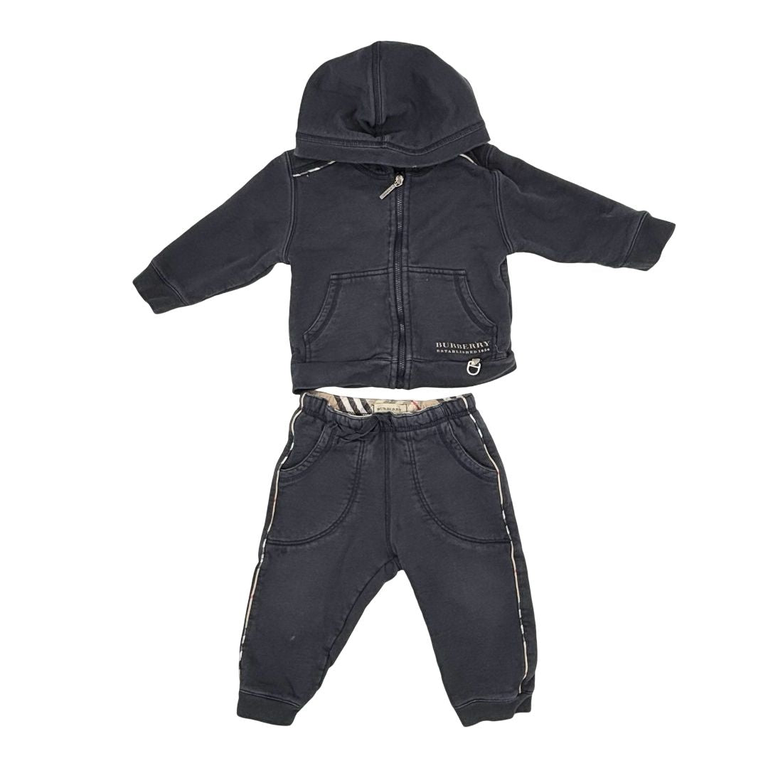 Burberry black sweatshirt/pant set, 12 months