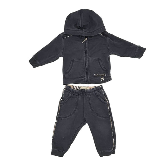 Burberry black sweatshirt/pant set, 12 months