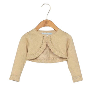 Abel & Lula Champagne Coloured Shimmer Bolero Cardigan - New With Tags,  12 months