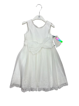 Abel & Lula White Tulle Dress with Bow and Lace Detail - New With Tags, 4 years