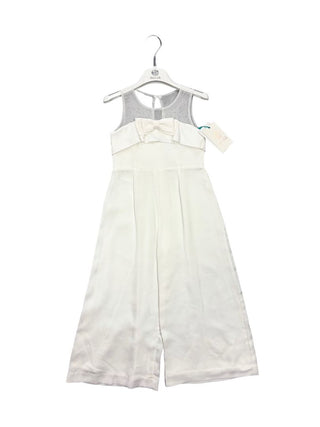 Abel & Lula White Jumpsuit with Bow and Ruffle Detail, 4 years