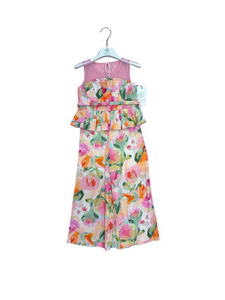 Abel & Lula Printed Jumpsuit with Belt and Mesh Details - New With Tags, 4 years