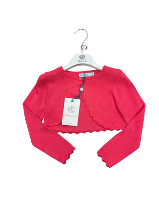Abel & Lula Coral Pink Bolero Cardigan with Gem Button - New With Tags, 4 years