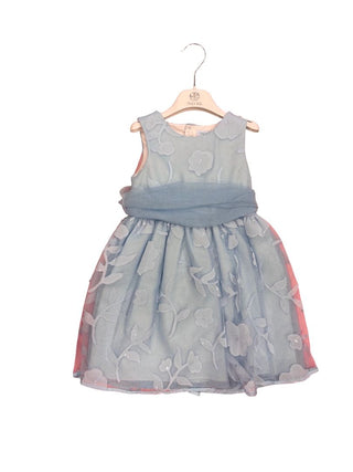Abel & Lula Blue Sparkle Dress with Sash and Floral Appliques - New With Tags, 4 years