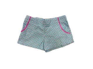 Faute Voltaire Blue shorts with pink trim, 2/3 years