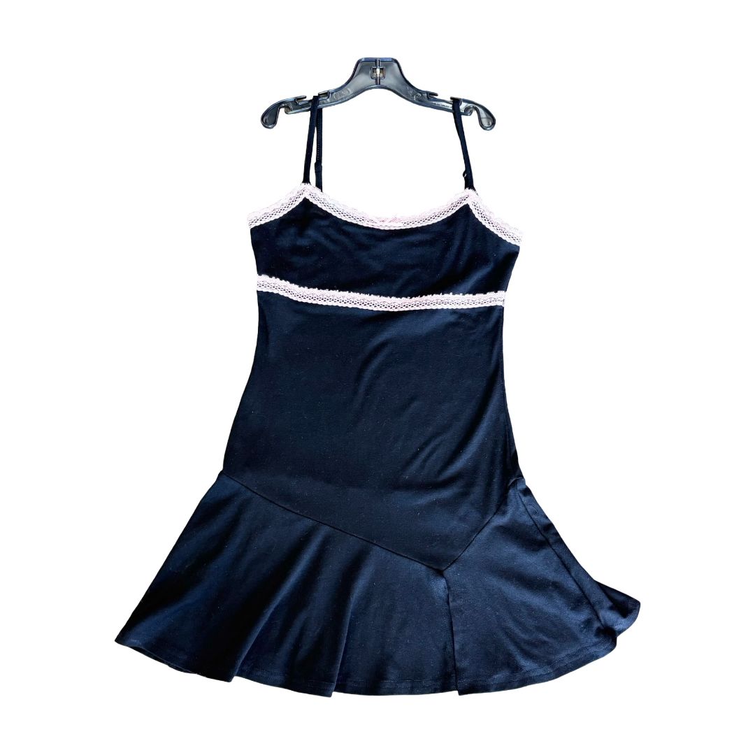 White Fox black w/pink lace dress, small