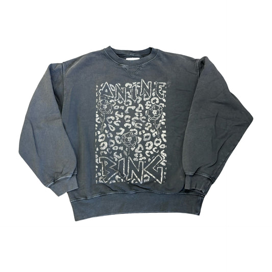 Anine Bing grey metallic Romano Leopard sweatshirt, womens medium