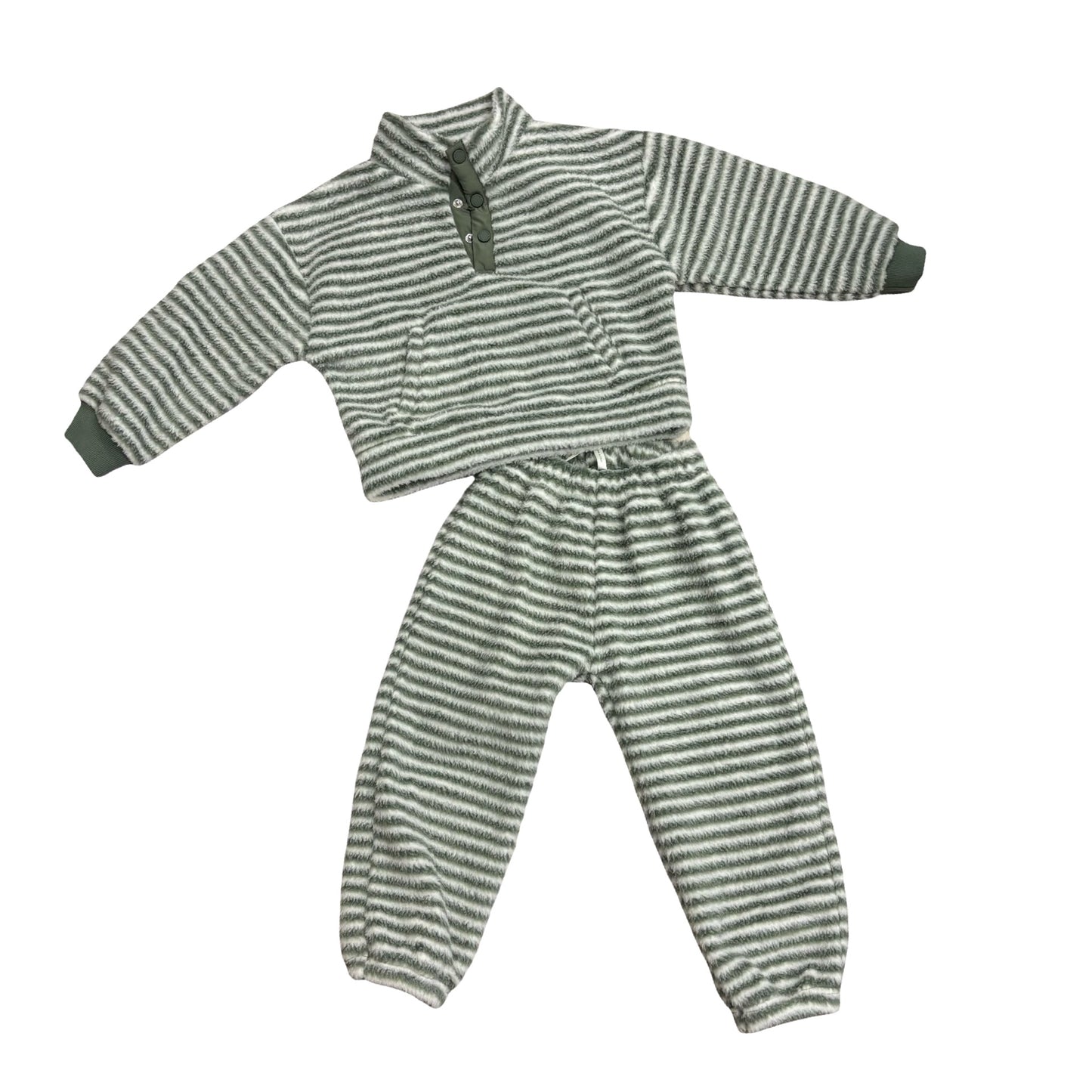 Rylee + Cru Sample evergreen stripe pullover/pant set, 4-5 years