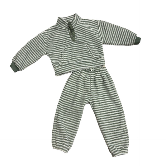 Rylee + Cru Sample evergreen stripe pullover/pant set, 4-5 years