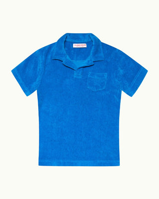 Orlebar Brown Kids' Surfside Blue Towelling Resort Polo Shirt, 6 years