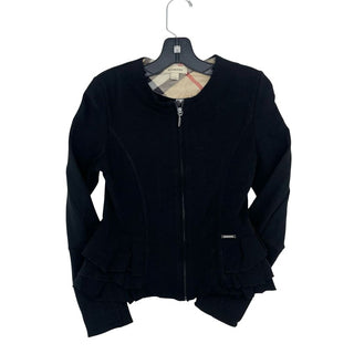Burberry black ruffled zip up, 10 years
