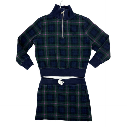 Ralph Lauren green/navy plaid top/skirt set, 4 years