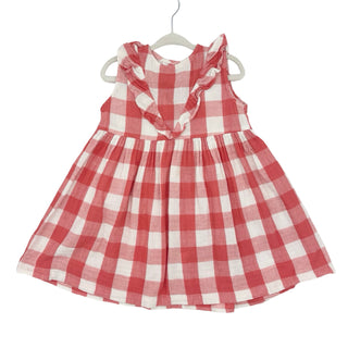 Dot red gingham dress, 12-24 months