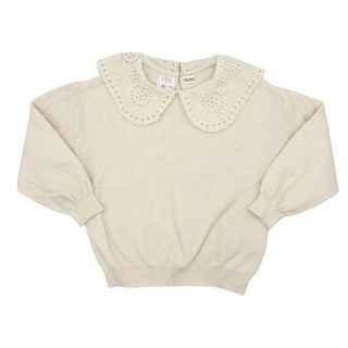 Zara cream sweater w/eyelet collar, 4-5 years