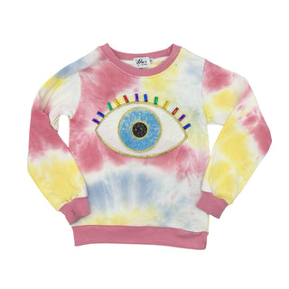 Lola & The Boys tie dye evil eye sweatshirt, 6 years