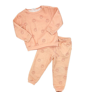 Bizz X Siss orange smile face sweatshirt/pant set, 5 years