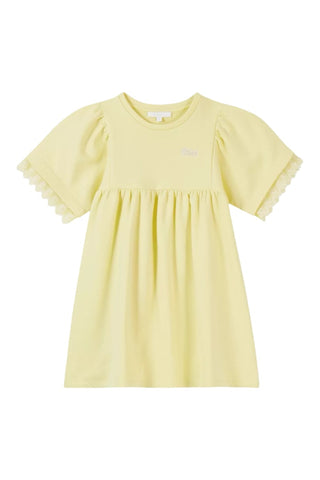 Chloe Lace Sleeve yellow Dress in Cotton Blend, 10 years