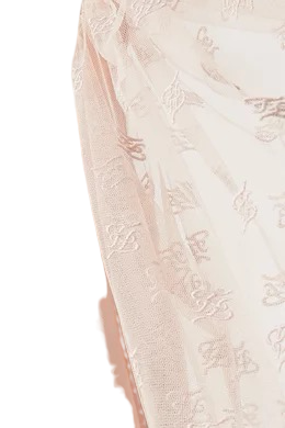 Fendi Satin Dress with FF Karligraphy Tulle Sleeves, 10 years