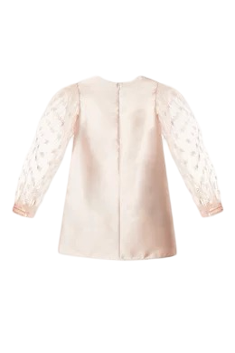 Fendi Satin Dress with FF Karligraphy Tulle Sleeves, 10 years