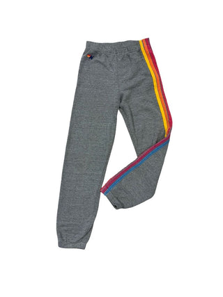 Aviator Nation Grey Sweatpants with Multi Coloured Stripes, 12 years