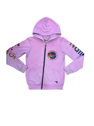 Aviator Nation Pink Zip Up Hooded Sweatshirt - Some slight discolouration, reflected in price, 12 years