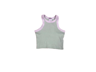 Zara Green and white ribbed tank, 8-9 years