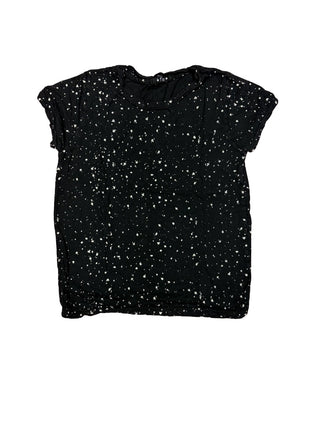 Flowers by Zoe Black tee with white splatters, small