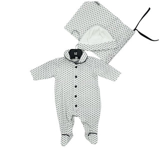 Armani newborn set sleeper/hat/bib/onesie, 1 month