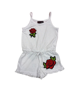 Dream Star White romper with roses, 4 years