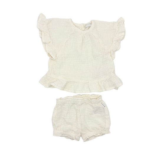 Noppies white top/short set, 3 months