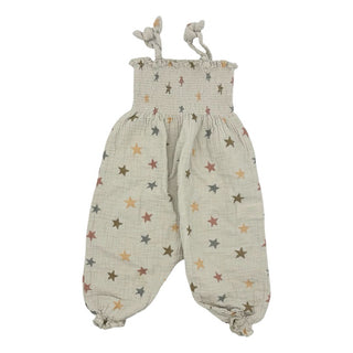 Rylee + Cru green w/stars pant romper, 6-12 months