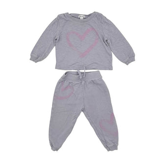 Splendid lavender w/pink heart top/pant set, 6-12 months