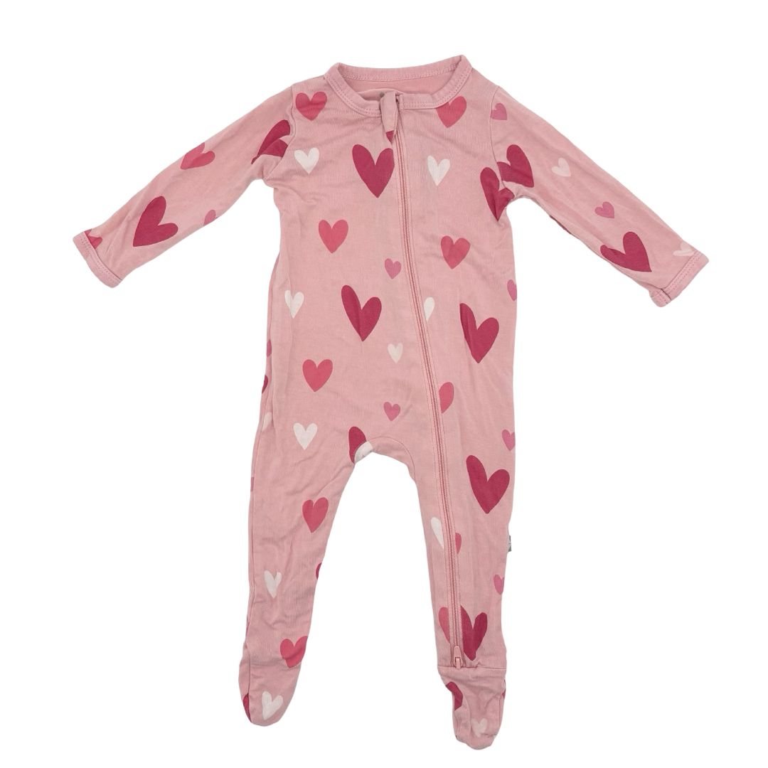 Kyte pink heart sleeper, 3-6 months